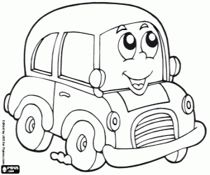 Small car on the road coloring page