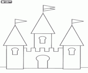  Small castle with three towers coloring page