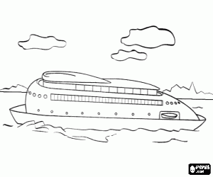 Small cruise ship. Passenger Ship coloring page