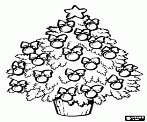 Small decorated Christmas tree coloring page