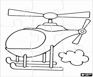 Small helicopter puzzle coloring page