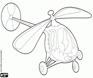 Small helicopter with three wheels coloring page