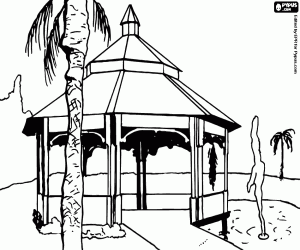 A small pavilion in the park coloring page