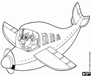 Small plane with propeller coloring page