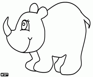 A small rhinoceros, side view coloring page