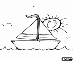 Small sailboat coloring page