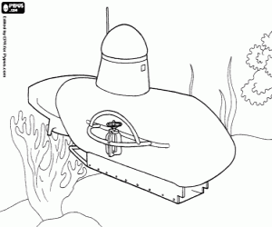 Small submarine and the sea bottom coloring page