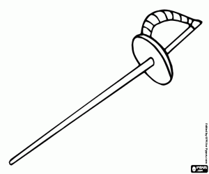 A smallsword, an elegant weapon coloring page