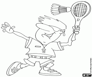 A smash in badminton coloring page