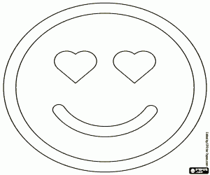Smiley with hearts in the eyes coloring page