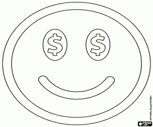 Smiley and the love of money coloring page