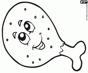 Smiling chicken thigh coloring page