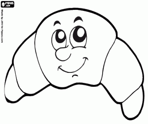 A smiling croissant coloring page