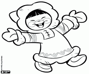 A smiling eskimo little girl coloring page