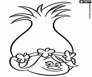 The smiling face of Poppy coloring page