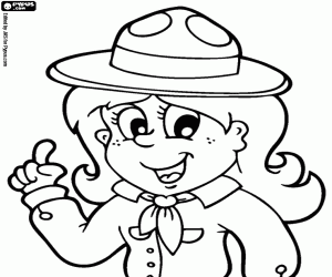 Smiling face of a scout girl coloring page