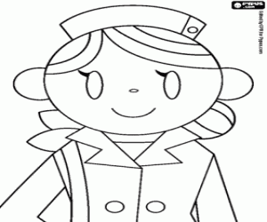 The smiling face of the stewardess coloring page