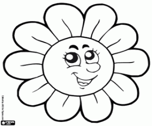 A smiling flower coloring page