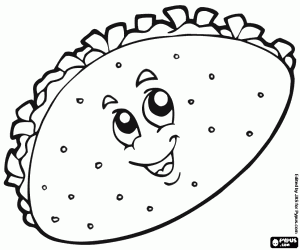 Smiling Mexican Taco coloring page