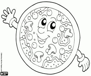 A smiling pizza coloring page