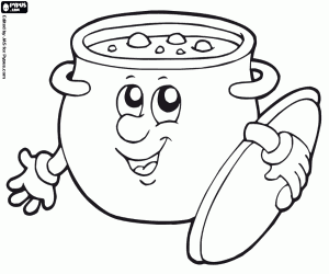 The smiling saucepan coloring page