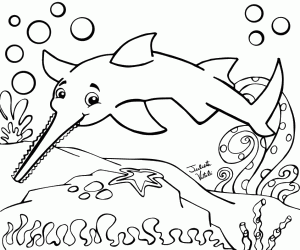 A smiling sawfish coloring page