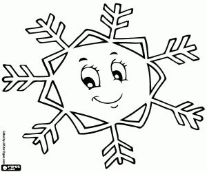 A smiling snowflake coloring page