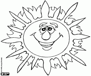 The smiling summer sun coloring page