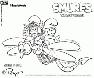 Smurf Storm and Clumsy Smurf coloring page