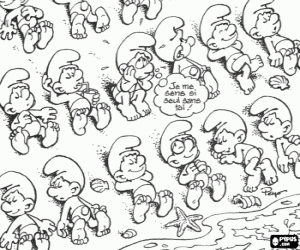 The Smurfs on the beach coloring page