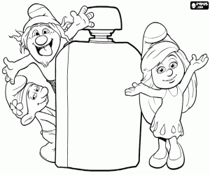 The Smurfs and the perfume coloring page