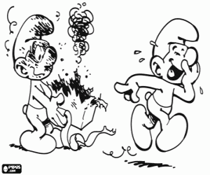 The Smurfs and a surprise gift coloring page