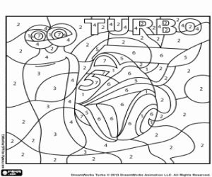 The snail Turbo, color by number coloring page