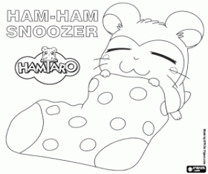 Snoozer, a sleepy Ham-Ham coloring page