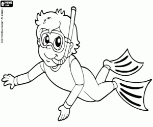 Snorkeling coloring page