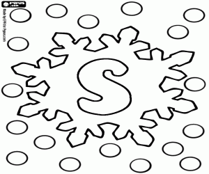 Snow crystal and letter S coloring page