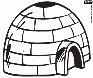 A snow house, an igloo coloring page