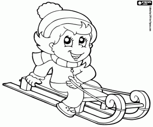 The snow sled is fun coloring page