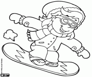 Snowboarding coloring page