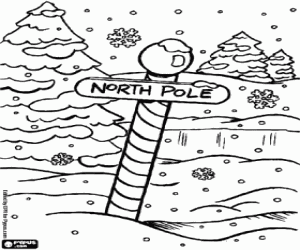 A snowfall in the North Pole coloring page
