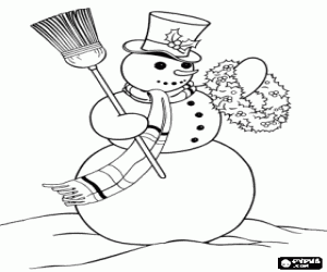 Snowman with Christmas ornaments coloring page