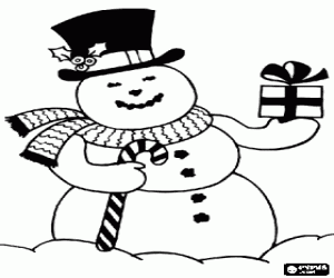 Snowman with a top hat coloring page