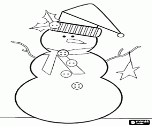 Snowman in winter coloring page