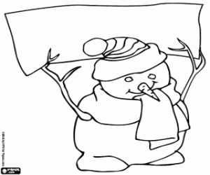 Snowman with a banner coloring page