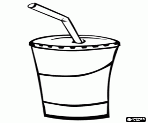 A soda with a straw coloring page
