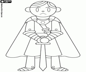 Soldier with cape and sword coloring page