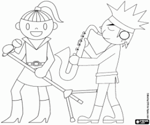 Soloists of the rock band coloring page
