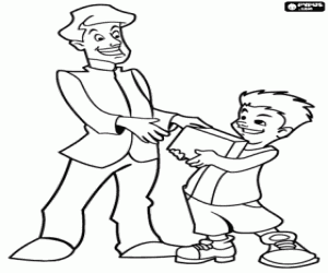 The son gives his gift to his father coloring page