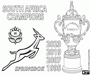South Africa, world champions x4 coloring page