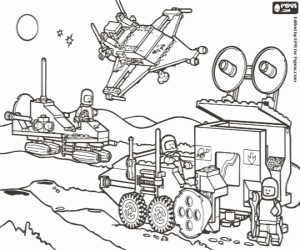 A space expedition of Lego coloring page